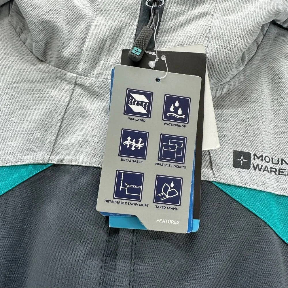 Mountain Warehouse Jacket Womens Sz 8 Alpine Sunshine Bomber Ski Teal Blue Gray